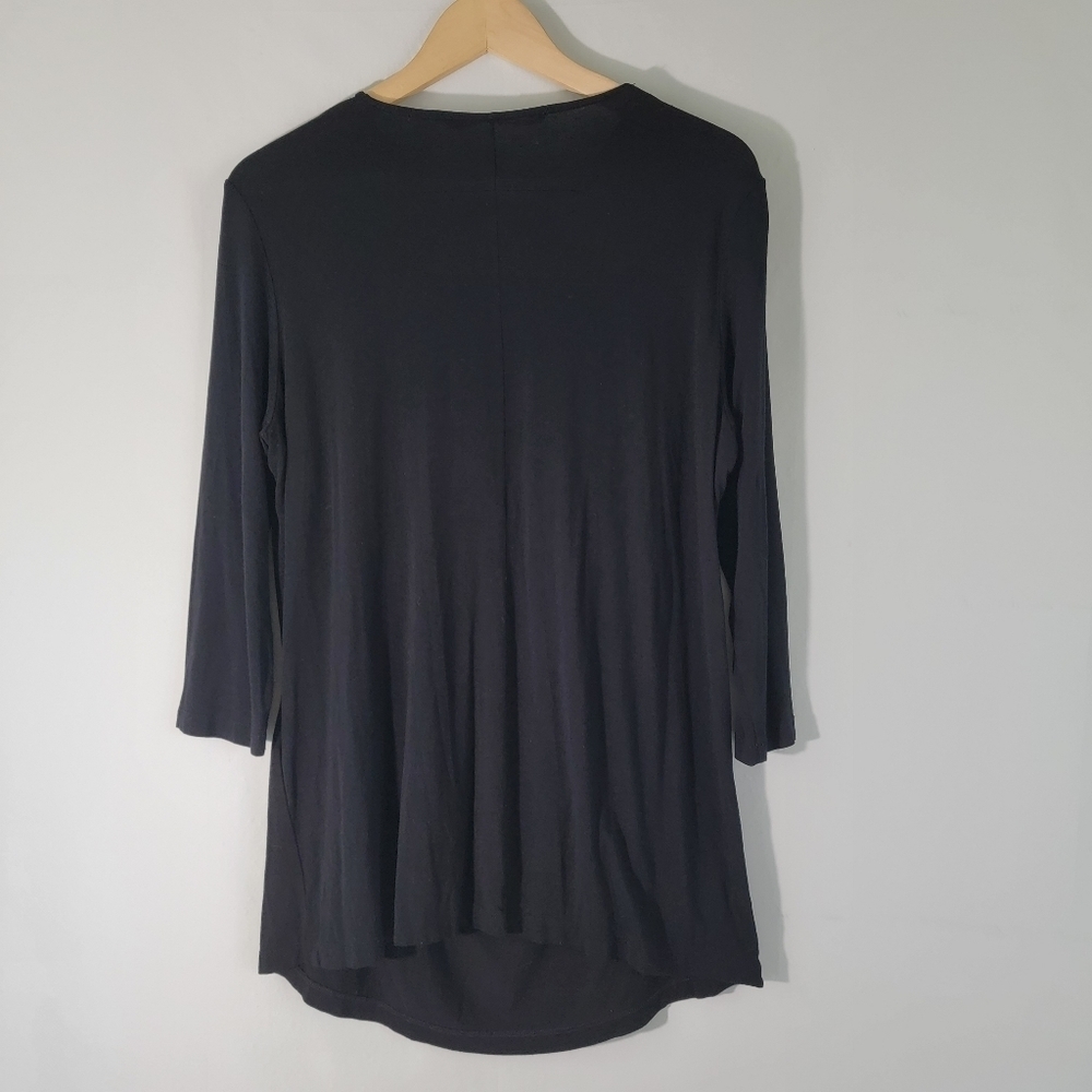 GIVENCHY Black Drape Embellished Top Sz M 3/4 Sleeve Goth Fairy Grunge Luxury - Picture 2 of 12